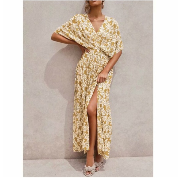 Boho Chic Gypsy Floral Print Maxi Dress - Picture 1 of 6